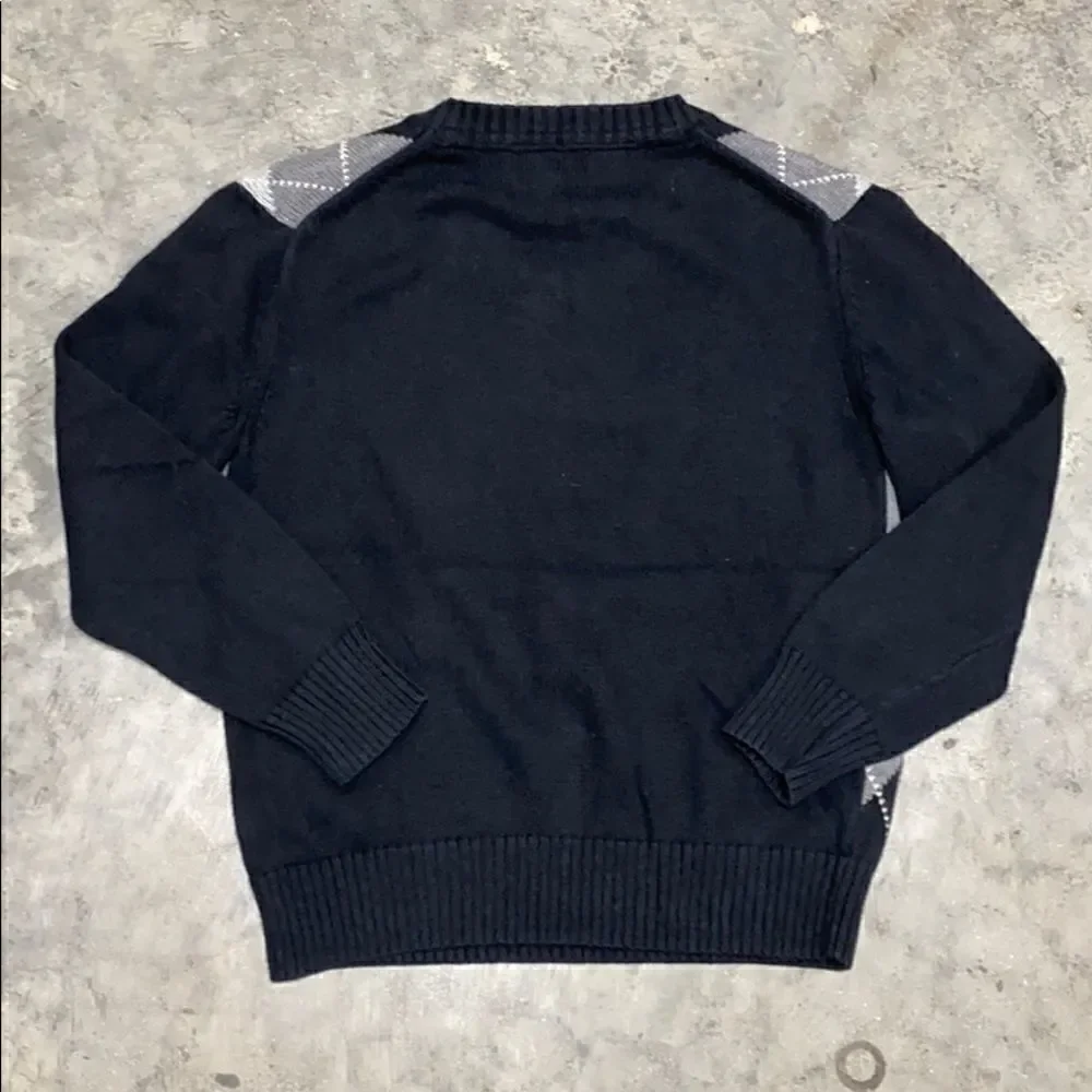 GapKids Black/Gray Argyle V-Neck Sweater Small